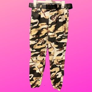 VIP Camo Cargo Pants with Adjustable Strap Belt